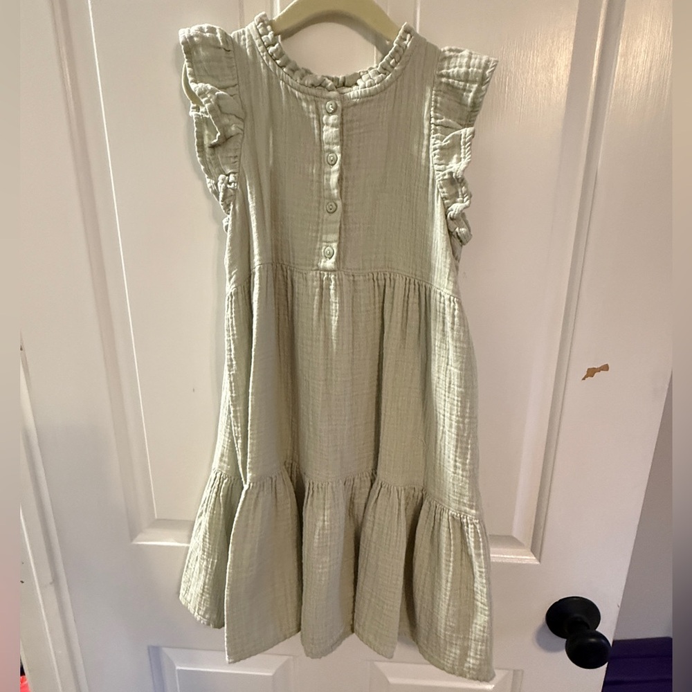 Girls Ruffled Green Dress